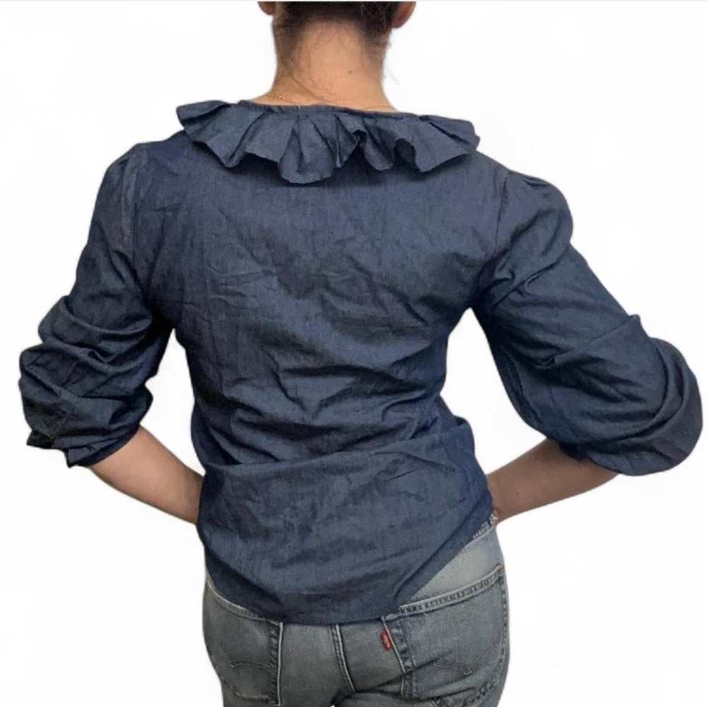 Women's Blue Ruffle Top - Picture 4 of 6